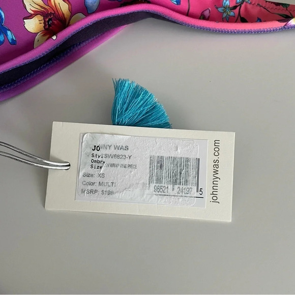 Johnny Was Ombré Garden Wrap One Piece Bathing Suit XS Multi Flowers V Neck - Picture 13 of 14